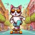 CAT•ON•A•SKATEBOARD logo