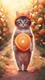 cat with orange logo