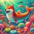 ShibaSalmon - Imagine a Shiba Inu with fins logo