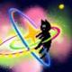 Cat dancing in space logo